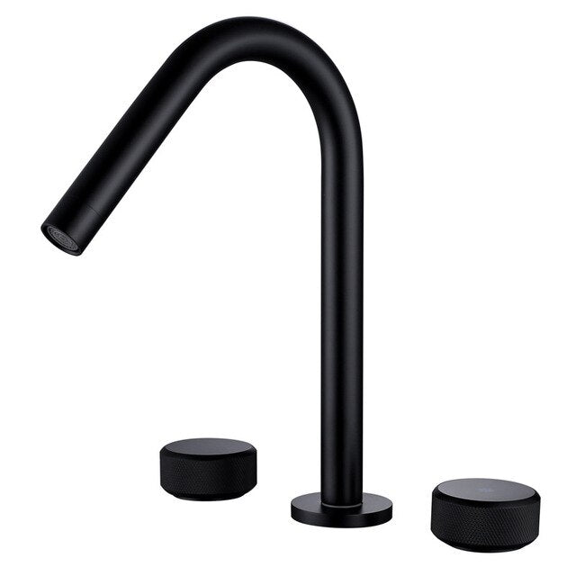 Brushed Gold- Matte Black 8 Inch Wide Spread Bathroom Faucet