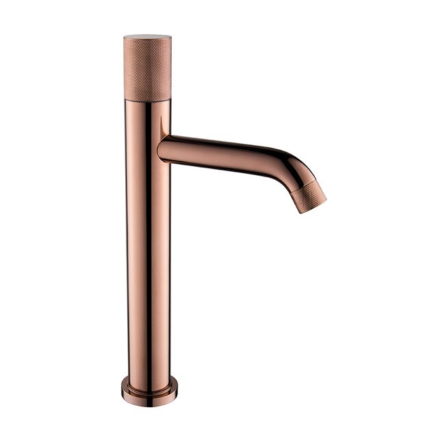 Mayfield-Matte Black and Rose Gold Tall Vessel Sink Faucet