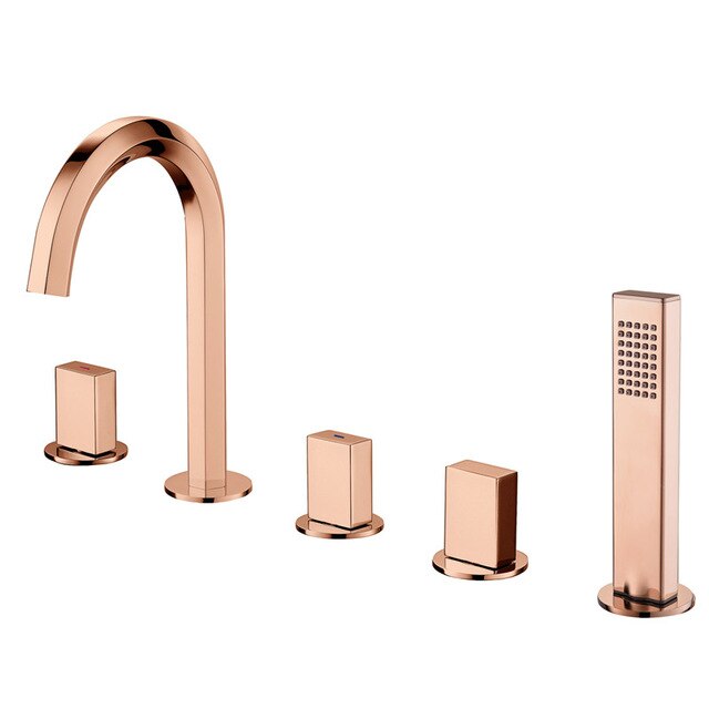 Barcelona-Rose Gold Polished- Gold-Black - Chrome 5 Holes Deck Mount Tub Filler with Hand sprayer kit