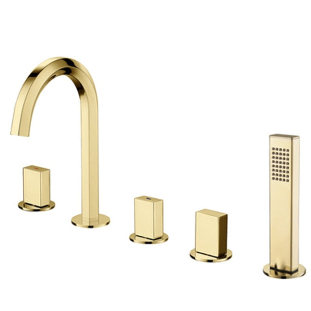 Barcelona-Rose Gold Polished- Gold-Black - Chrome 5 Holes Deck Mount Tub Filler with Hand sprayer kit