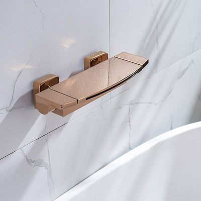 Rose Gold-Gold-Black-White-Chrome Wall Mounted Waterfall and Option Hand held Sprayer Bathtub Filler Set