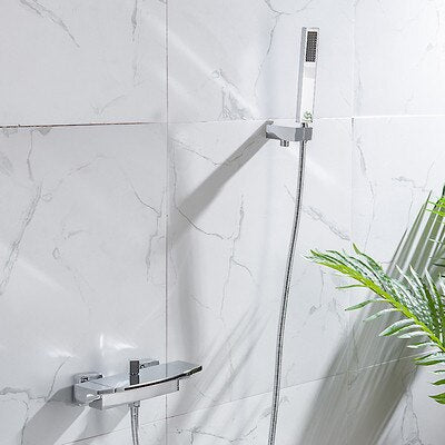 Rose Gold-Gold-Black-White-Chrome Wall Mounted Waterfall and Option Hand held Sprayer Bathtub Filler Set