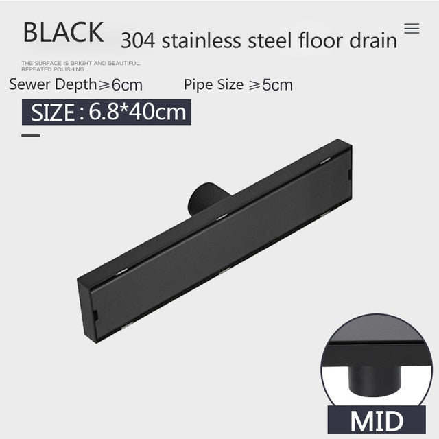 Off Set Black Linear Shower Drains left or right side drain