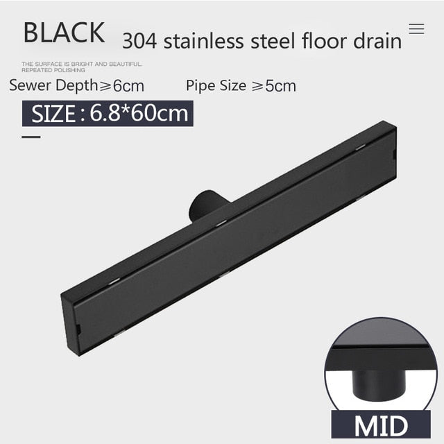 Off Set Black Linear Shower Drains left or right side drain