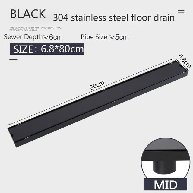 Off Set Black Linear Shower Drains left or right side drain