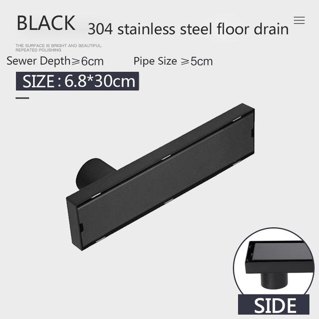 Off Set Black Linear Shower Drains left or right side drain