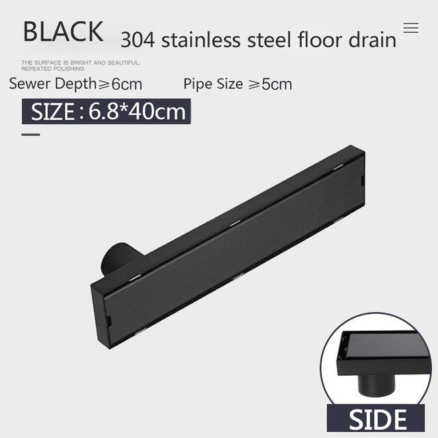 Off Set Black Linear Shower Drains left or right side drain