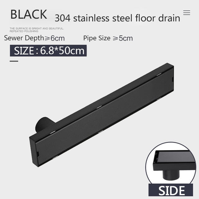 Off Set Black Linear Shower Drains left or right side drain