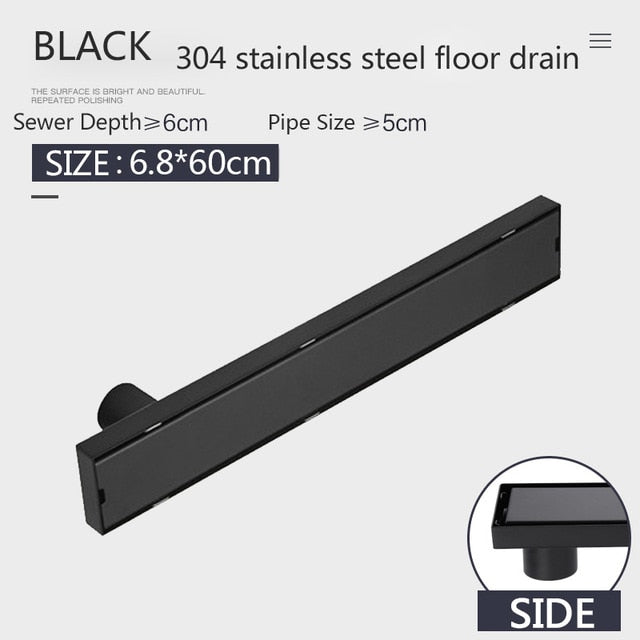 Off Set Black Linear Shower Drains left or right side drain