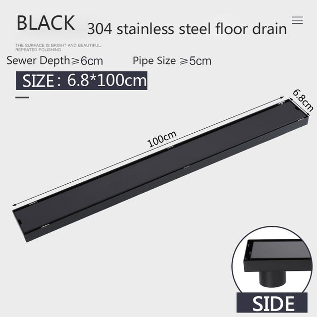 Off Set Black Linear Shower Drains left or right side drain