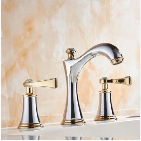 Bellagio- Mounted Crystal 8" Inch Wide Spread Bathroom Faucet