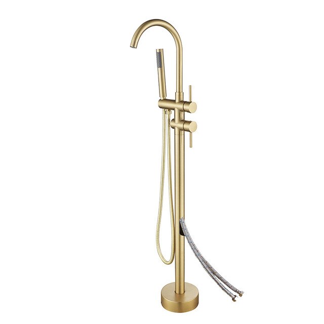 Brushed gold freestanding bathtub filler