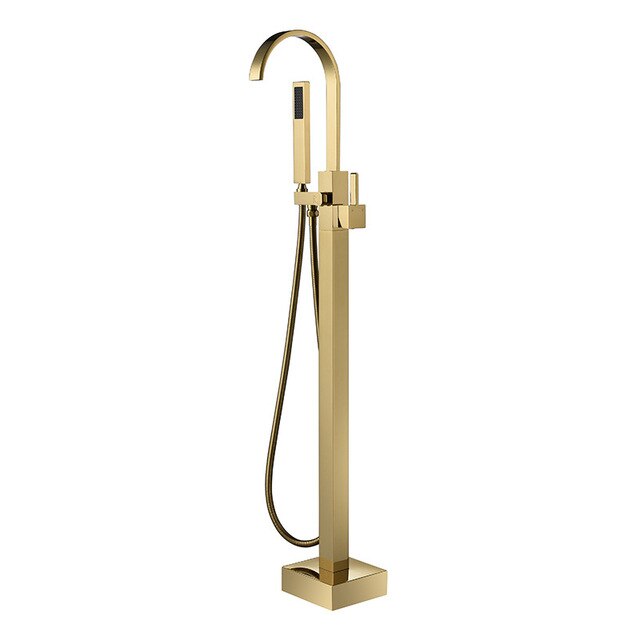 Brushed gold freestanding bathtub filler