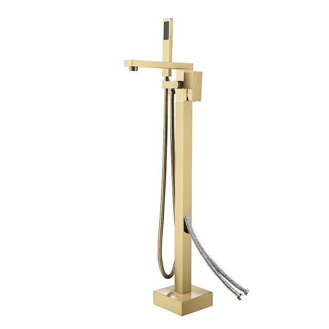 Brushed gold freestanding bathtub filler