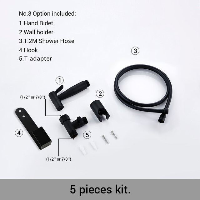 Black hand held bidet sprayer kit for North American Toilet