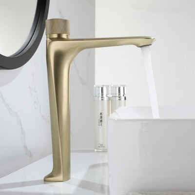 Gun grey metal single tall and short  hole bathroom faucet