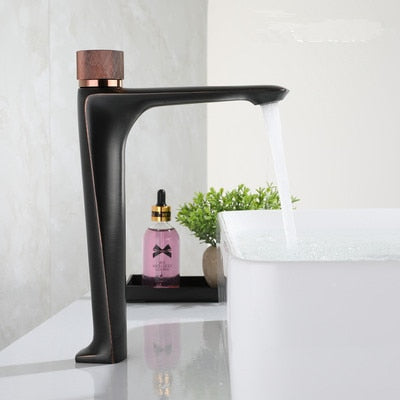 Gun grey metal single tall and short  hole bathroom faucet