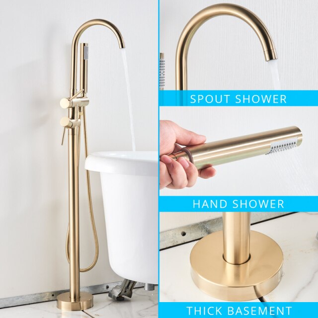 Brushed rose gold-White-Gold- Brushed Gold - Freestanding Bathtub filler Faucet