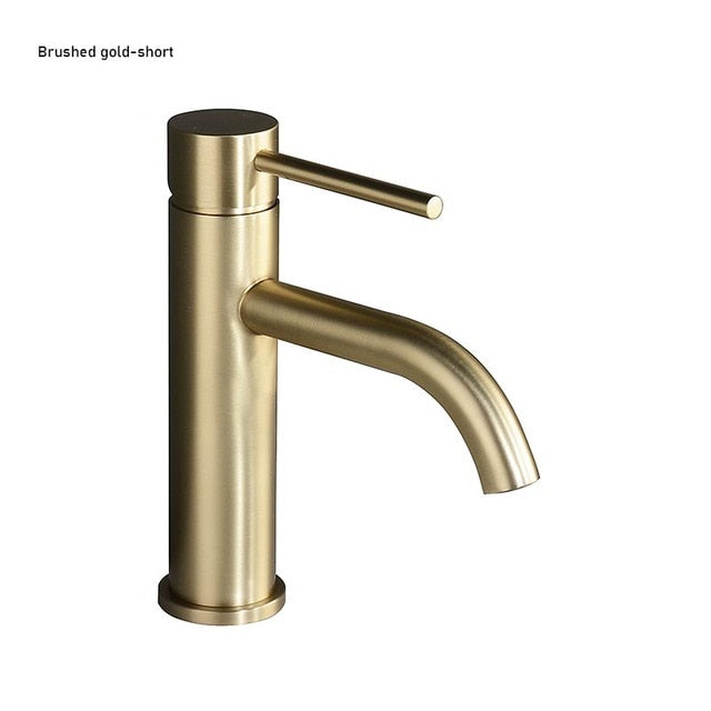 Brushed gold rose gold single hole bathroom faucet