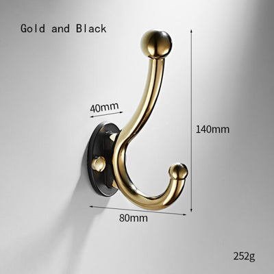 Black with gold bathroom hooks