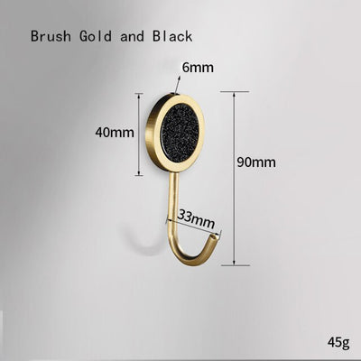 Black with gold bathroom hooks