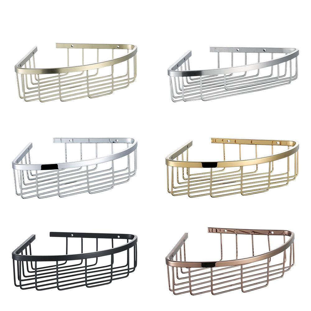 Brushed Gold-Gold-Rose Gold-Black -Brushed Nickel Stainless Steel Corner Caddy Shampoo basket Shelf