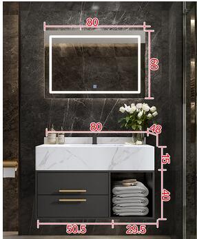 Genoa-Black Wall Mounted Bathroom vanity with Grey Quartz Top