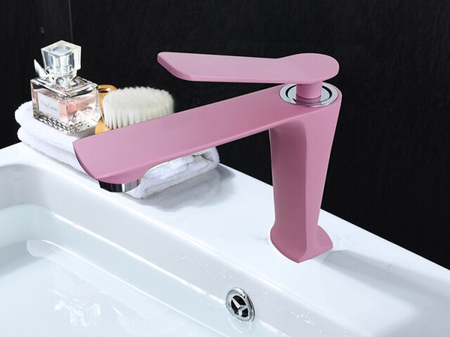 Flamingo-Pink Tall and short single hole bathroom faucet