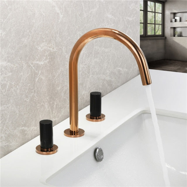 Rose Gold and Black 8" Widespread Bathroom Faucets