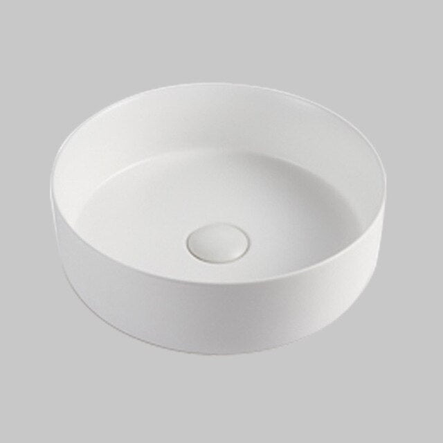 Color matte round vessel sink 14"