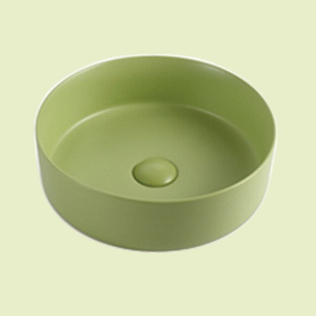 Color matte round vessel sink 14"