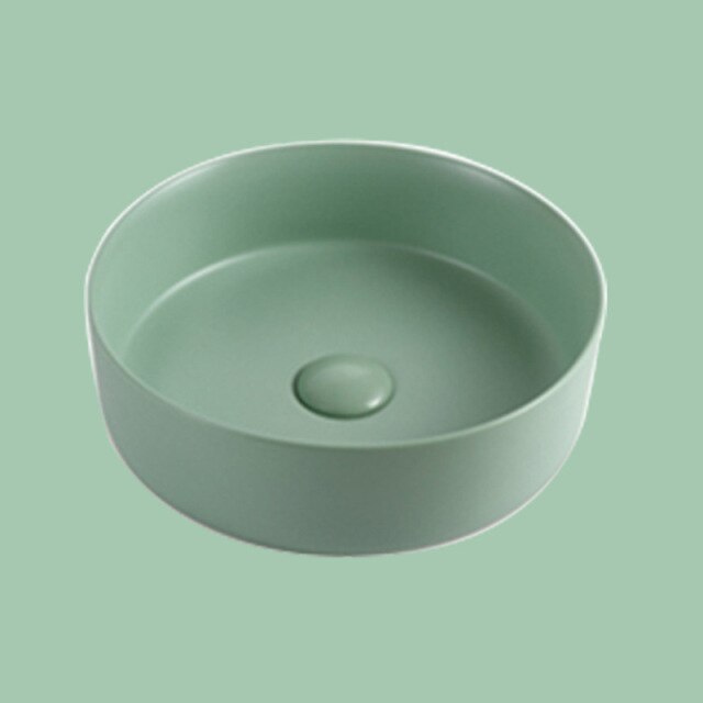 Color matte round vessel sink 14"