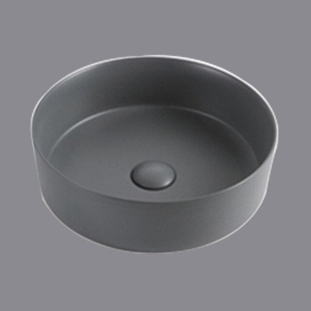 Color matte round vessel sink 14"