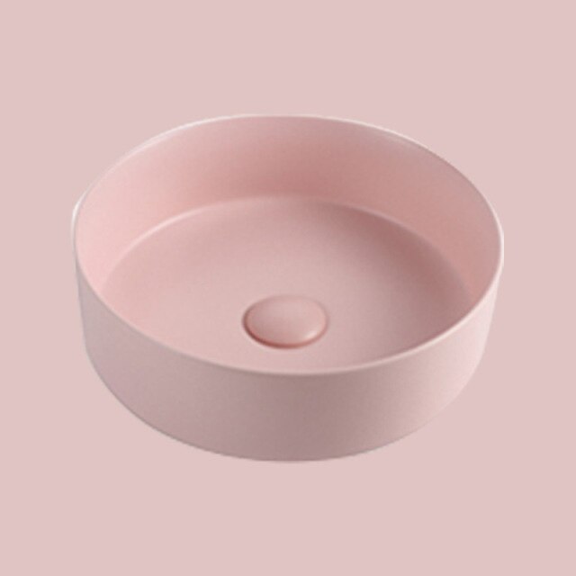 Color matte round vessel sink 14"