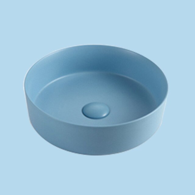 Color matte round vessel sink 14"