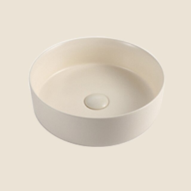 Color matte round vessel sink 14"