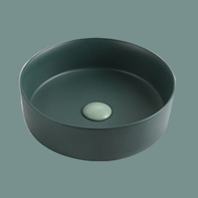 Color matte round vessel sink 14"