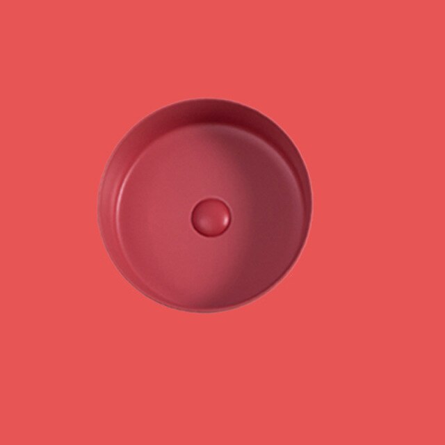 Color matte round vessel sink 14"