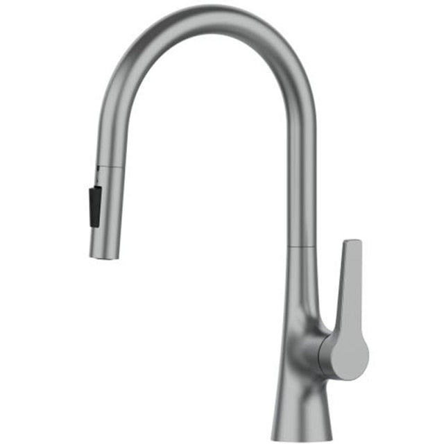 Amsterdam -Polished Rose Gold-White-Brushed Gold- Gold- Black Two Tone  Kitchen Faucet with pull out dual sprayer