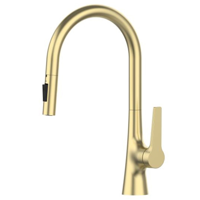 Amsterdam -Polished Rose Gold-White-Brushed Gold- Gold- Black Two Tone  Kitchen Faucet with pull out dual sprayer