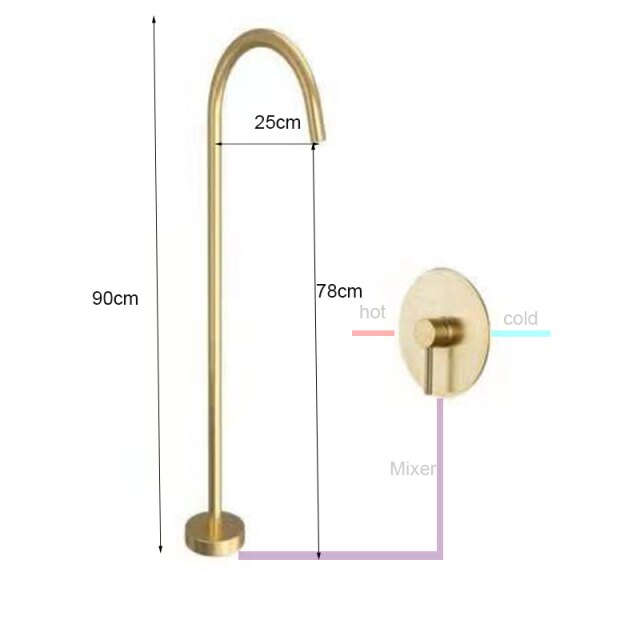 Black Matte -Brushed Gold Floor Freestanding Basin Pedestal Sink Faucet