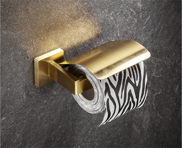 Nordic square brushed gold bathroom accessories