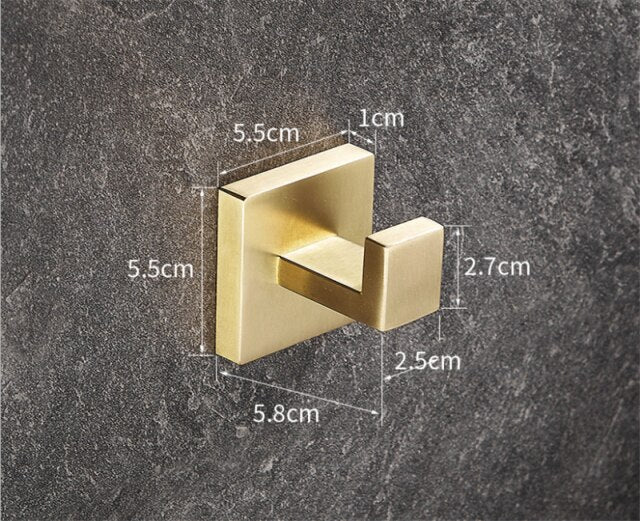 Nordic square brushed gold bathroom accessories