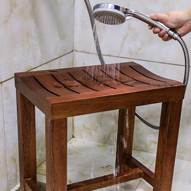 Teak wood shower bench