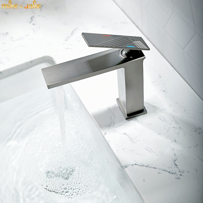 Brushed gold-Grey Gun- Black  single hole bathroom faucet