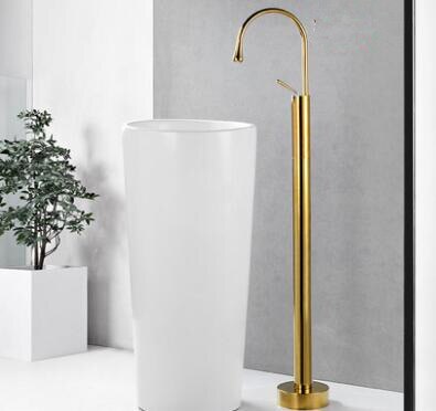 Gold-Black Matte-White- Freestanding Tall Floormounted Basin Faucet