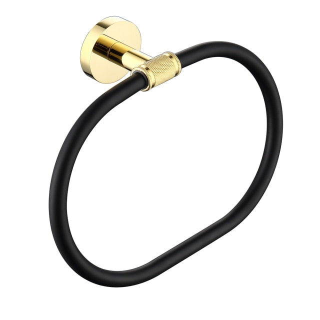 Black with gold polished two tone bathroom accessories