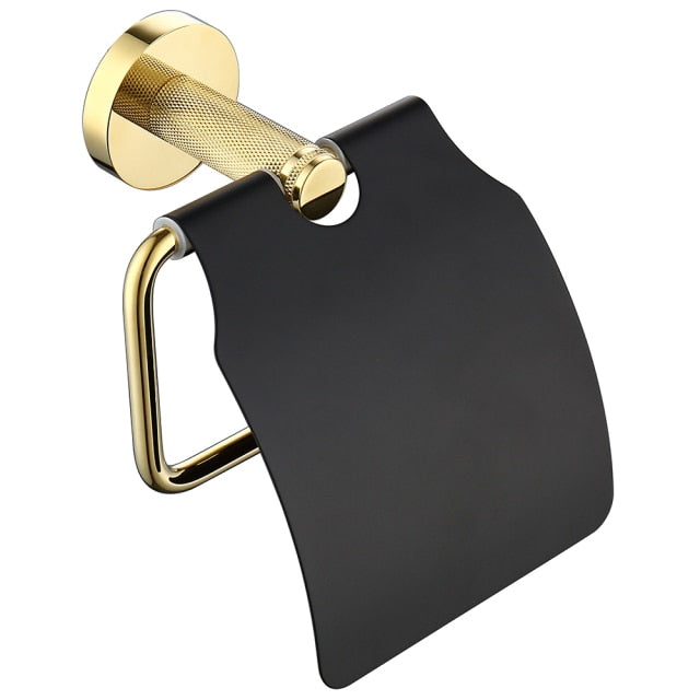 Black with gold polished two tone bathroom accessories