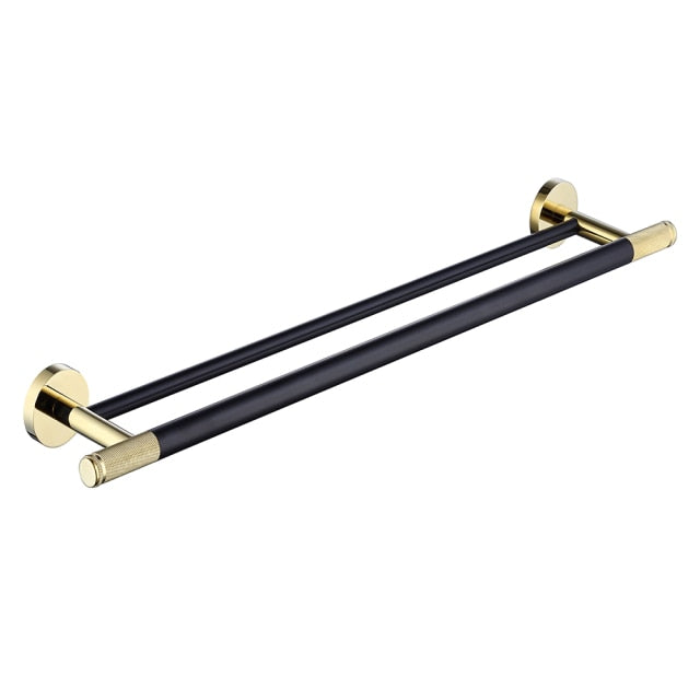 Black with gold polished two tone bathroom accessories