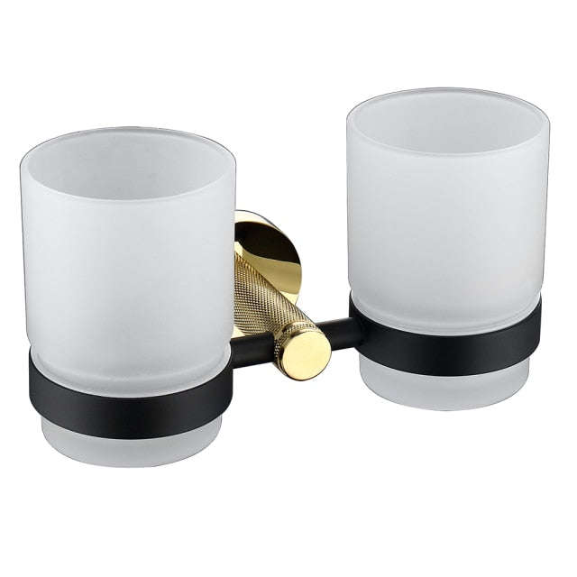 Black with gold polished two tone bathroom accessories